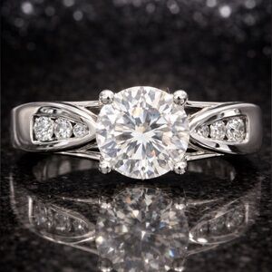 Victoria Wieck vintage round brilliant CZ engagement wedding ring band silver